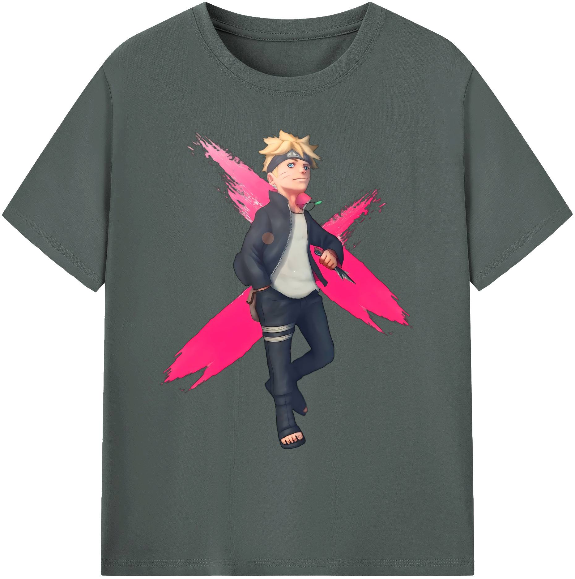 （画像用） NARUTO -ナルト- うずまき ボルト Uzumaki Boruto 綿100％ メンズ半袖Tシャツ｜肌触りやわらか＆通気性